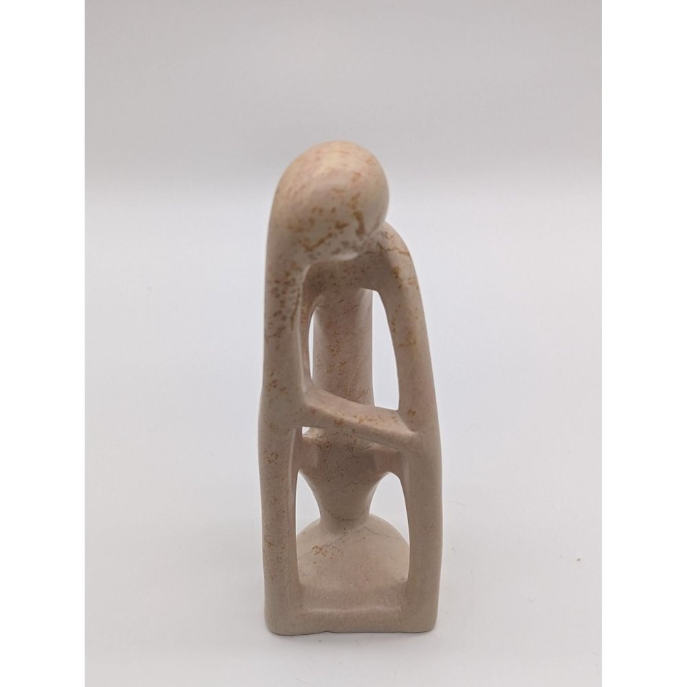 Hand Carved Soapstone Person Thinker Sculpture Figure Art Contemplation Reflect